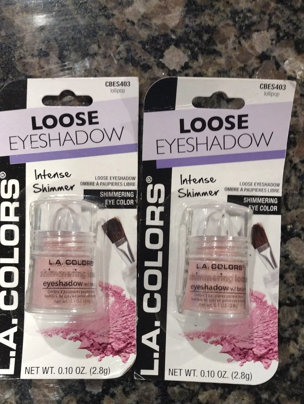 Lot of 2 L.A COLORS Shimmer Loose Eyeshadow both Honey Lollipop Pink 0.10 oz new